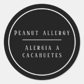 Schwarz-Weiß-Erdnussallergie Runder Aufkleber (Vorderseite)