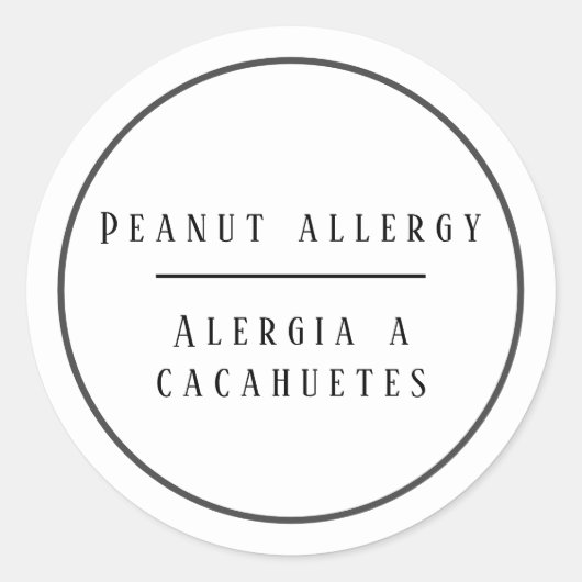 Schwarz-Weiß-Erdnussallergie Runder Aufkleber (Vorderseite)