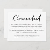 Schwarz-Weiß-Ereignis Stornierung der Meldung Postkarte (Vorne/Hinten)