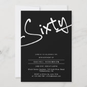 Schwarz-Weiß-Erwachsene 60. Geburtstagsparty Einladung (Vorderseite)