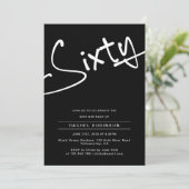 Schwarz-Weiß-Erwachsene 60. Geburtstagsparty Einladung (Stehend Vorderseite)