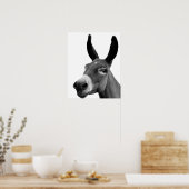 Schwarz-Weiß-Esel-Foto Poster (Küche)