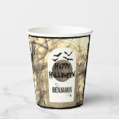 Schwarz-weiß essen Drink und Beängstigend glücklic Pappbecher (Rückseite)