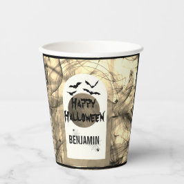 Schwarz-weiß essen Drink und Beängstigend glücklic Pappbecher