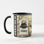 Schwarz-weiß essen Drink und Beängstigend glücklic Tasse (Links)