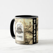 Schwarz-weiß essen Drink und Beängstigend glücklic Tasse (Vorderseite Links)