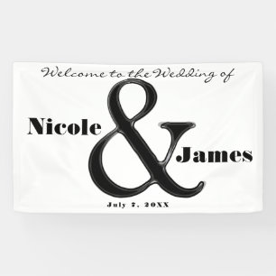 Schwarz-Weiß-Et-Zeichen-chic personalisierte Hochz Banner