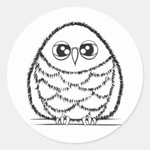 Schwarz-Weiß-Eulen-Illustration Runder Aufkleber