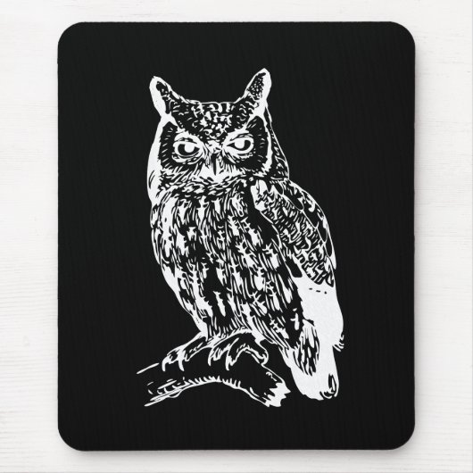 Schwarz-Weiß-Eulen-Kunst Mousepad (Vorne)
