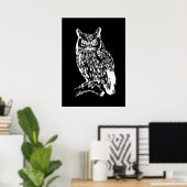 Schwarz-Weiß-Eulen-Kunst Poster (Heimbüro)