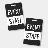 Schwarz-Weiß-Event-Abzeichen Ausweis (Vorder- & Rückseite)