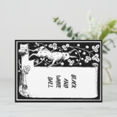 Schwarz-Weiß-Event-Kaninchen mit Scrollpapier-Plak Einladung (Stehend Vorderseite)