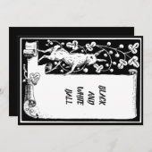 Schwarz-Weiß-Event-Kaninchen mit Scrollpapier-Plak Einladung (Vorne/Hinten)