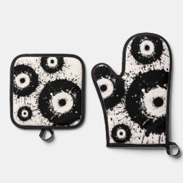 Schwarz-Weiß-Evil Ofenhandschuh & Topflappen-Set