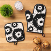 Schwarz-Weiß-Evil Ofenhandschuh & Topflappen-Set (Oben Unten)