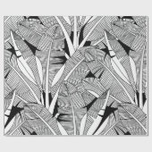 Schwarz-Weiß exotische Pflanze und Palmen botanisc Geschenkpapier (Flach)