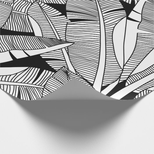 Schwarz-Weiß exotische Pflanze und Palmen botanisc Geschenkpapier (Ecke)