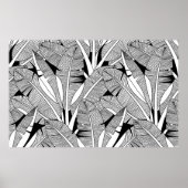 Schwarz-Weiß exotische Pflanze und Palmen botanisc Poster (Vorne)