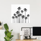Schwarz-Weiß exotische tropische Palmen Poster (Heimbüro)