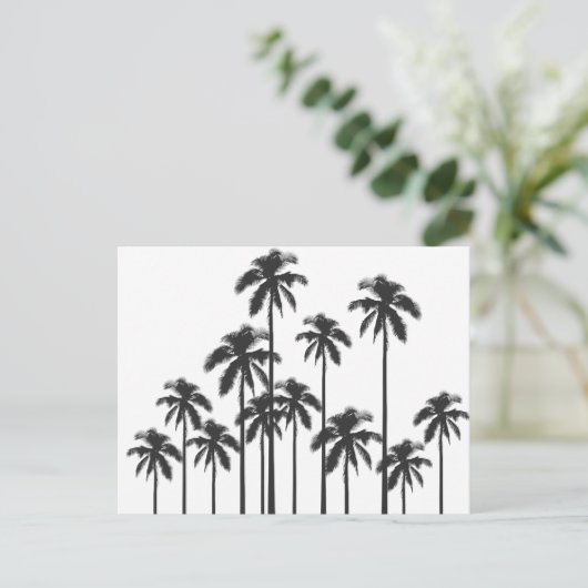 Schwarz-Weiß exotische tropische Palmen Postkarte (Stehend Vorderseite)