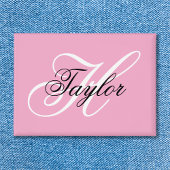 Schwarz-Weiß-Extravagant-Monogramm-Rosa Button