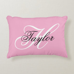 Schwarz-Weiß-Extravagant-Monogramm-Rosa Dekokissen