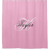 Schwarz-Weiß-Extravagant-Monogramm-Rosa Duschvorhang (Vorderseite)