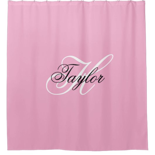 Schwarz-Weiß-Extravagant-Monogramm-Rosa Duschvorhang (Vorderseite)