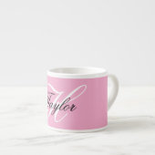 Schwarz-Weiß-Extravagant-Monogramm-Rosa Espressotasse (Vorderseite Rechts)