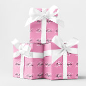 Schwarz-Weiß-Extravagant-Monogramm-Rosa Geschenkpapier