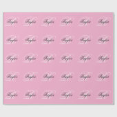 Schwarz-Weiß-Extravagant-Monogramm-Rosa Geschenkpapier (Flach)