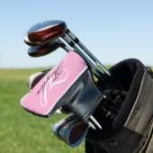 Schwarz-Weiß-Extravagant-Monogramm-Rosa Golf Headcover (In Situ)