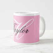 Schwarz-Weiß-Extravagant-Monogramm-Rosa Jumbo-Tasse (Vorderseite Rechts)