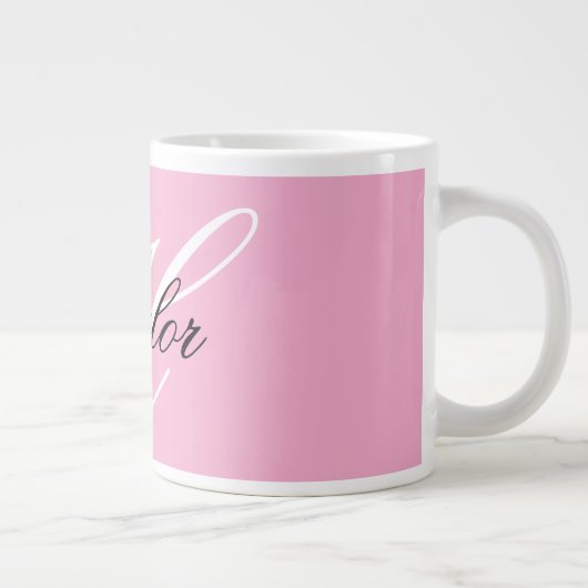 Schwarz-Weiß-Extravagant-Monogramm-Rosa Jumbo-Tasse (Rechts)