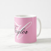 Schwarz-Weiß-Extravagant-Monogramm-Rosa Kaffeetasse (VorderseiteRechts)