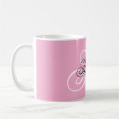 Schwarz-Weiß-Extravagant-Monogramm-Rosa Kaffeetasse (Links)