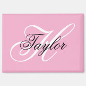 Schwarz-Weiß-Extravagant-Monogramm-Rosa Magnet (Vorderseite)