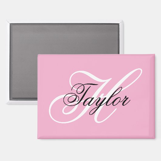 Schwarz-Weiß-Extravagant-Monogramm-Rosa Magnet (Vorderseite/Rückseite)