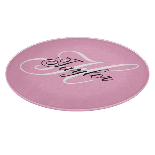 Schwarz-Weiß-Extravagant-Monogramm-Rosa Schneidebrett (Ecke)