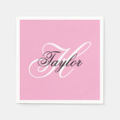 Schwarz-Weiß-Extravagant-Monogramm-Rosa Serviette (Vorderseite)