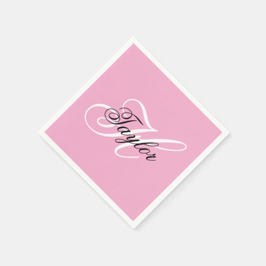 Schwarz-Weiß-Extravagant-Monogramm-Rosa Serviette (Ecke)