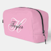 Schwarz-Weiß-Extravagant-Monogramm-Rosa Waschbeutel (Rechte Ecke)