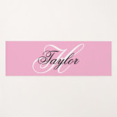 Schwarz-Weiß-Extravagant-Monogramm-Rosa Yogamatte (Vorderseite (Horizontal))