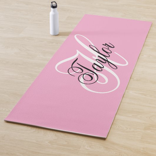 Schwarz-Weiß-Extravagant-Monogramm-Rosa Yogamatte (Beispiel)