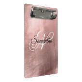 Schwarz-Weiß-Extravagante Mit Monogramm Rose Goldf Mini Klemmbrett (Schrägansicht)