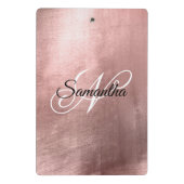 Schwarz-Weiß-Extravagante Mit Monogramm Rose Goldf Mini Klemmbrett (Rückseite)