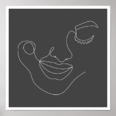 Schwarz-Weiß-Face Line Poster (Vorne)