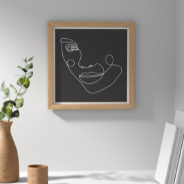 Schwarz-Weiß-Face Line Poster