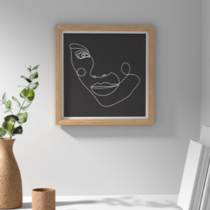 Schwarz-Weiß-Face Line Poster