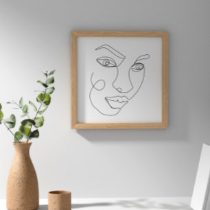 Schwarz-Weiß-Face Line Poster